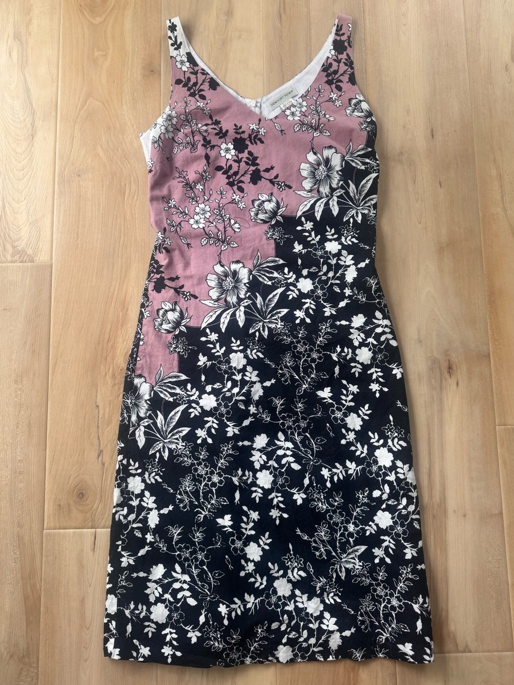 Vintage Newport News Mauve Floral Cotton Dress Size 8